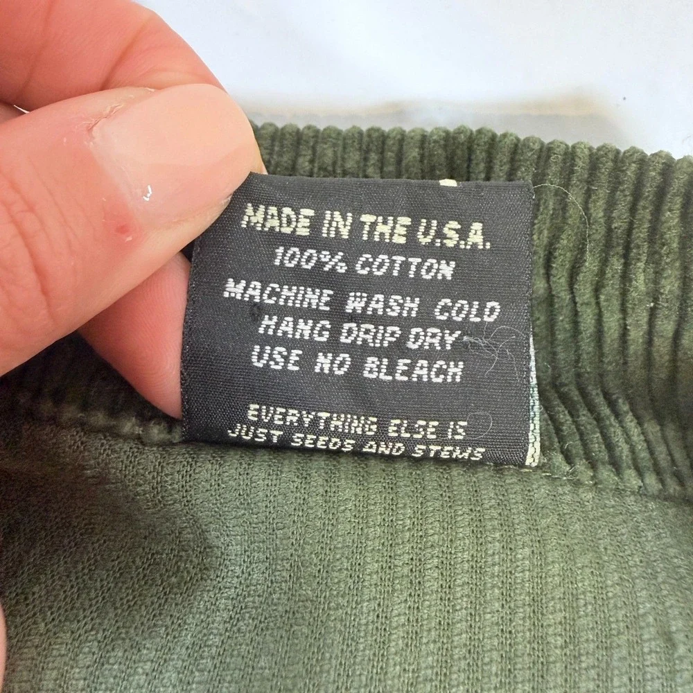 Vintage 90s Blunt Skateboarding Corduroy‎ Jacket Olive Green XL Made in USA